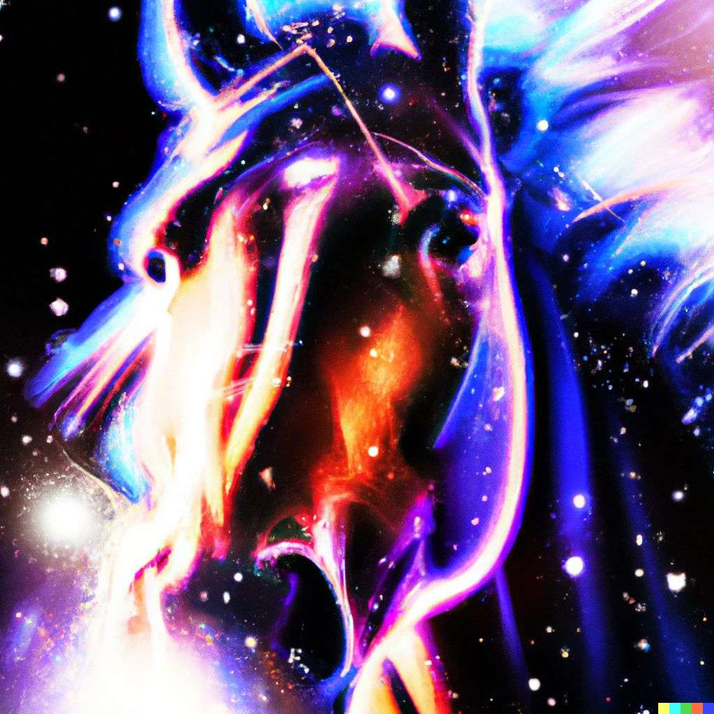 a horse, digital art, glowing